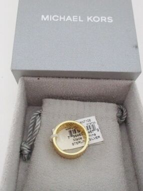 MICHAEL KORS - Sterling Silver Gold Tone Pave Ring